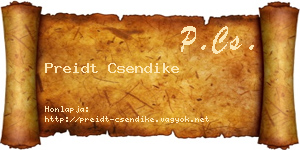 Preidt Csendike névjegykártya